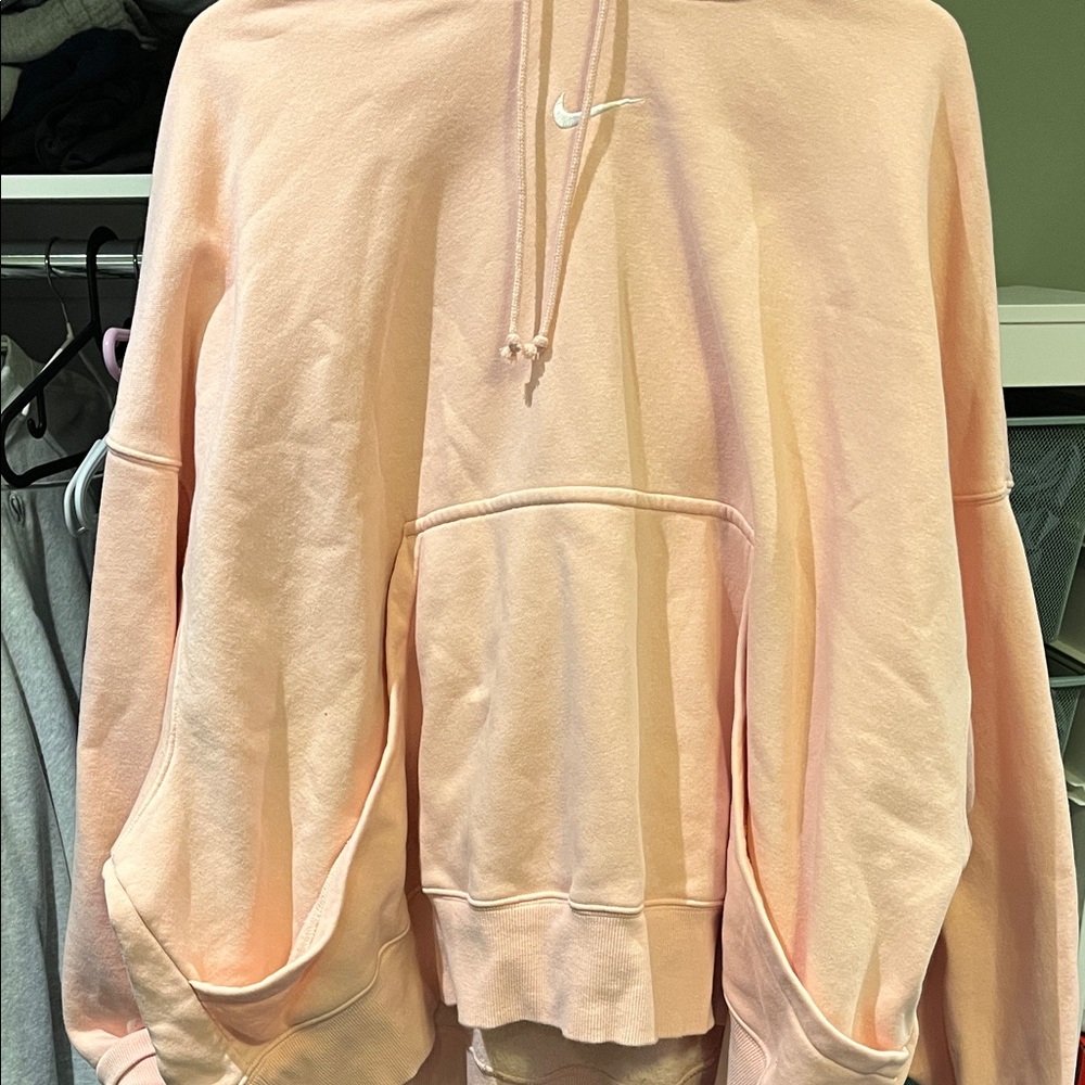 Nike Women's Pale Pink Pullover Hoodie with Embroidered Swoosh